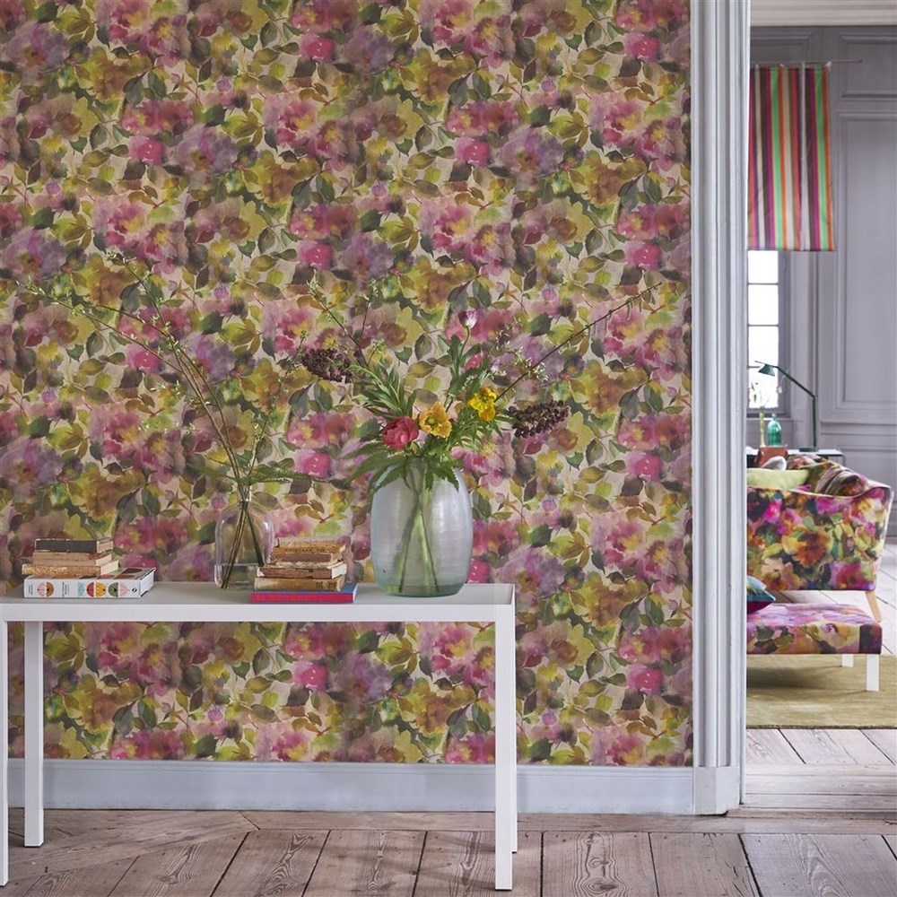 Surimono Wallpaper PDG1062 by Designers Guild in Berry Multi